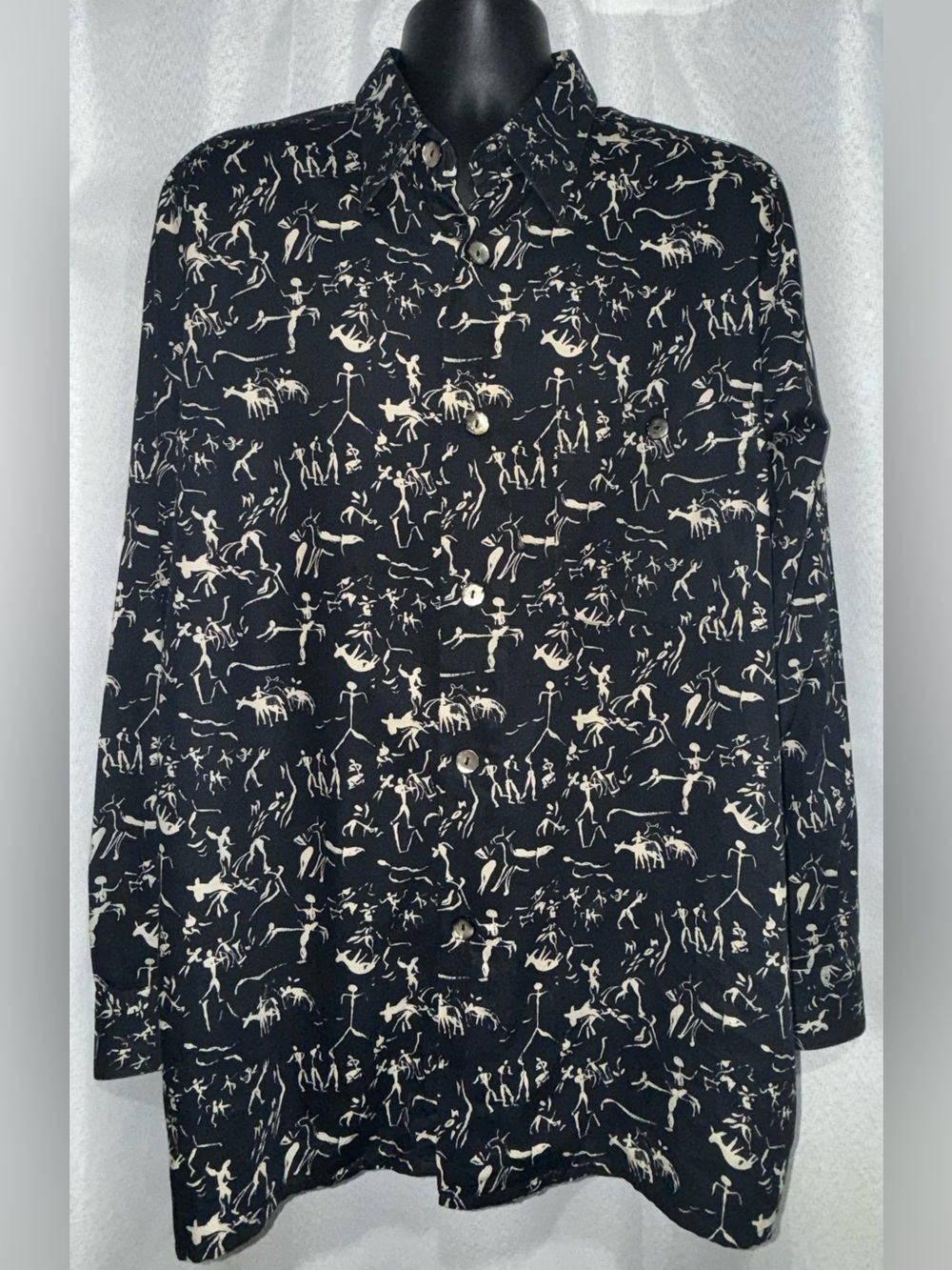Vintage Rare SIGNUM Germany Abstract Line Art Shirt Men’s L 100% Cotton MINT